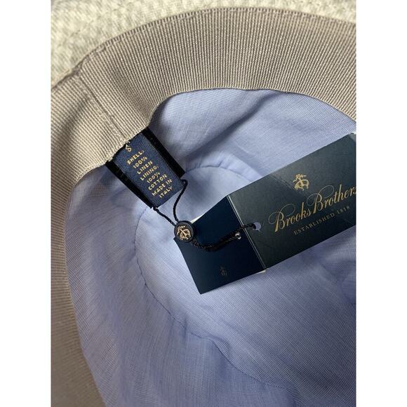 Boys Brooks Brothers Khaki Houndstooth Fedora Style Hat New With Tag Sm Italy - Picture 3 of 5